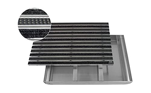 EMCO Eingangsmatte DIPLOMAT Rips Cassettenbürste mit ALU Bodenwanne Schuhabstreifer, Größe:1000 x 500 mm von Emco