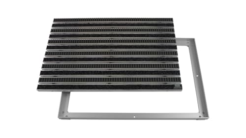 EMCO Eingangsmatte DIPLOMAT Rips anthrazit + Bürsten grau 22mm + ALU Rahmen Schmutzfangmatte Fußabtreter Antirutschmatte, Größe:750 x 500 mm von Emco