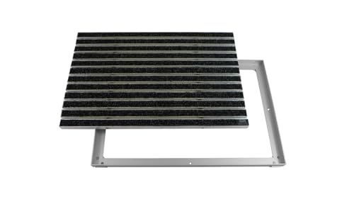 EMCO Eingangsmatte DIPLOMAT Rips anthrazit 12mm + ALU Rahmen Schmutzfangmatte Fußabtreter Antirutschmatte, Größe:600 x 400 mm von Emco