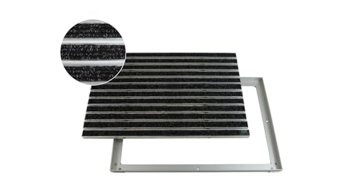 EMCO Eingangsmatte DIPLOMAT Rips anthrazit 12mm + ALU Rahmen Schmutzfangmatte Fußabtreter Antirutschmatte, Größe:750 x 500 mm von Emco