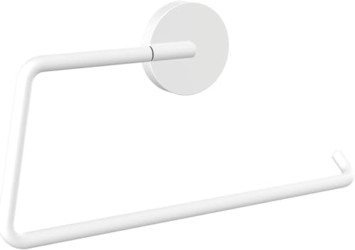 emco Round Papierhalter ohne Deckel I zur Wandmontage I Eleganter Toilettenpapierhalter I Schrauben/Kleben I Klorollenhalter aus Metall I matt weiß von Emco