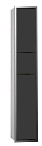 Emco Asis 150 Unterputz-Schrankmodul, Badezimmerschrank als Toilettenpapierhalter & Klobürstengarnitur mit extra Fach, Hochschrank mit Push to Open-Funktion, schwarz von Emco