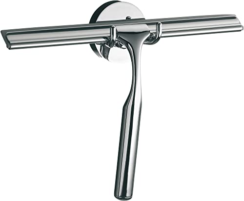 Emco SYSTEM2 Duschwischer mit Halterung, Duschabzieher aus Metall zur Wandmontage, stilvoller Glasabzieher für eine streifenfreie Dusche, chromfarben, Chrom von Emco