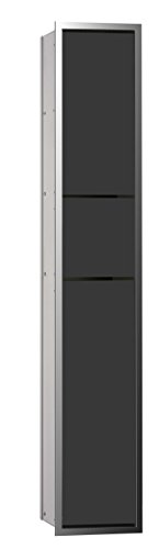 EMCO Asis 150 Unterputz-Schrankmodul für das Gäste-WC, Badezimmerschrank als Toilettenpapierhalter, Abfalleimer & Klobürstenhalter, Hochschrank mit Push to Open-Funktion, schwarz von Emco