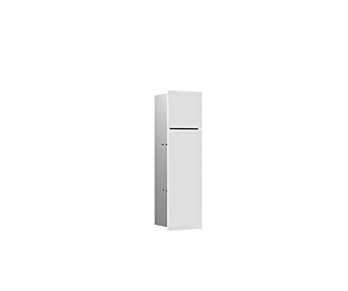 Emco Asis Pure Unterputz-Schrankmodul für die Klobürstengarnitur, Badezimmerschrank mit Toilettenpapierhalter, Hochschrank mit Push to Open-Funktion, Anschlag link, Weiß matt von Emco