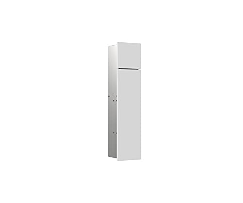 Emco ASIS Pure Unterputz-Schrankmodul für die Klobürstengarnitur, Badezimmerschrank mit Toilettenpapierhalter und Fach, Hochschrank Push to Open, Anschlag Links, Weiß matt, 17 cm x 73 cm x 14,9 cm von Emco