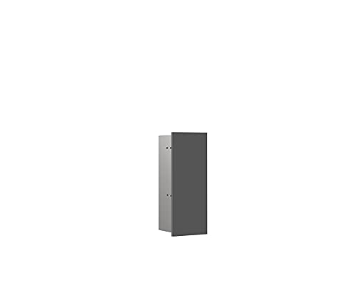 Emco Asis Pure Unterputz-Toilettenbürstengarnitur-Modul, Badezimmerschrank mit Toilettenbürste, Hochschrank mit Push to Open-Funktion und Anschlag Links, grau matt von Emco