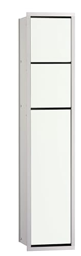 EMCO Asis 150 Unterputz Badschrank für WC, Feuchttücher, alu/Glas weiß, Einbauschrank, Türanschlag wählbar-975027450, Aluminium, One Size von Emco