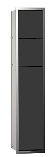 EMCO Asis 150 Unterputz Badschrank für WC, Feuchttücher, chrom/schwarz, Einbauschrank, Türanschlag wählbar-975027950, Metall, One Size von Emco