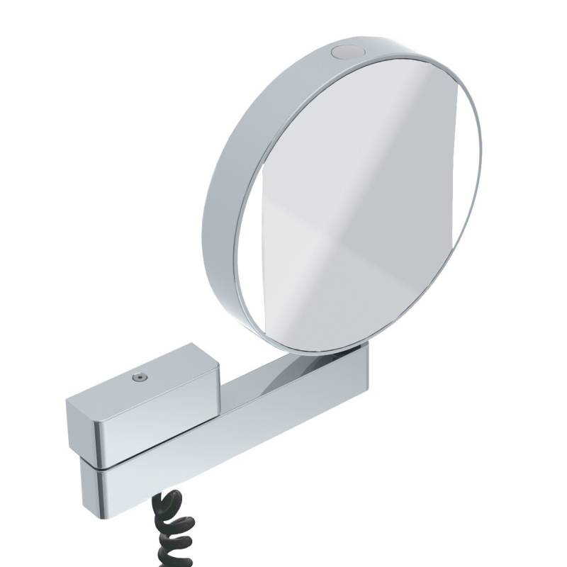 Emco LED Rasier-und Kosmetikspiegel,Gelenkarm, Vergrösserung: 3fach, Spiralkabel,chrom, Farbwechs 109506018 von Emco
