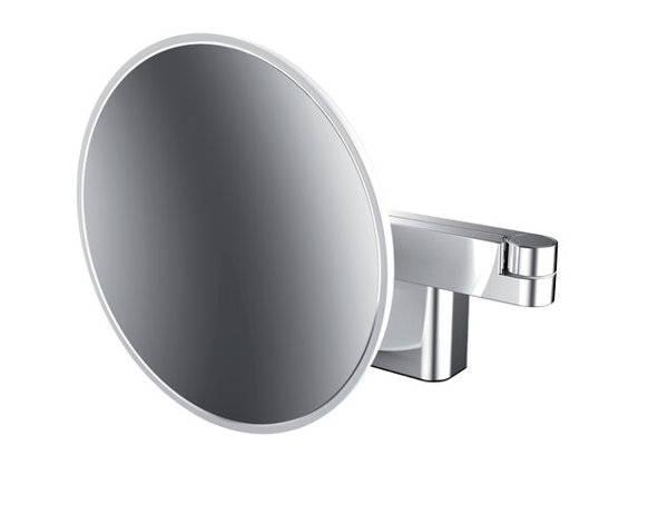 Emco LED Rasier- und Kosmetikspiegel, Wandmodell, Doppelgelenkarm, Vergrößerung 3- fach, rund, Farbe: Chrom von Emco