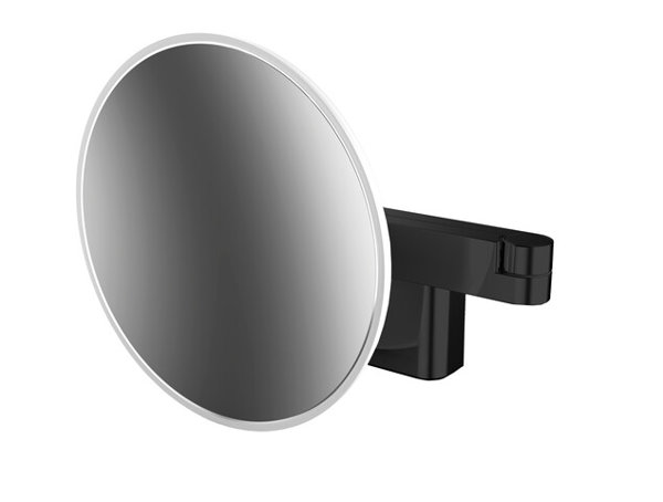 Emco LED Rasier- und Kosmetikspiegel, Wandmodell, Doppelgelenkarm, Vergrößerung 3- fach, rund, Farbe: Schwarz von Emco