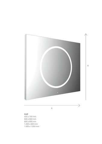 Emco MI 240 LED-Lichtspiegel, 1 Lichtausschnitt rund, verdeckter Sensorschalter, 106, Ausführung: 600x800mm von Emco