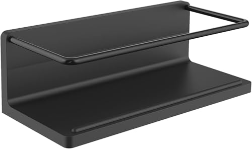 emco Round Duschkorb ohne Bohren I Wandkorb zum Kleben I hochwertige Duschablage für Badutensilien I schwarz von Emco