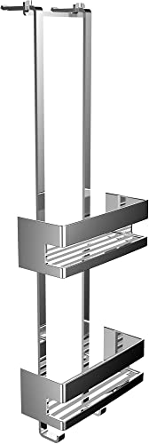 emco SYSTEM2 Türetagere mit zwei Duschkörben, hochwertige Duschablage zum Hängen aus Metall, Duschkorb ohne Bohren für Badutensilien, chromfarben, Chrom, 10.5 von Emco