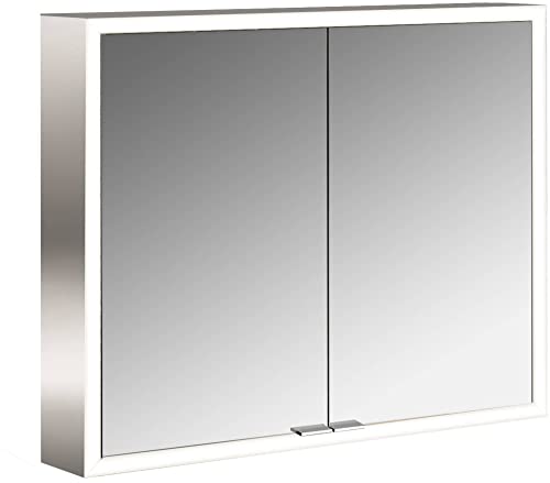 Emco asis Spiegelschrank mit LED-Beleuchtung (Breite 80 cm, Aufputz-Modell, verspiegelte Rückwand, Badspiegel) 949705062, Spiegel, Normal von Emco