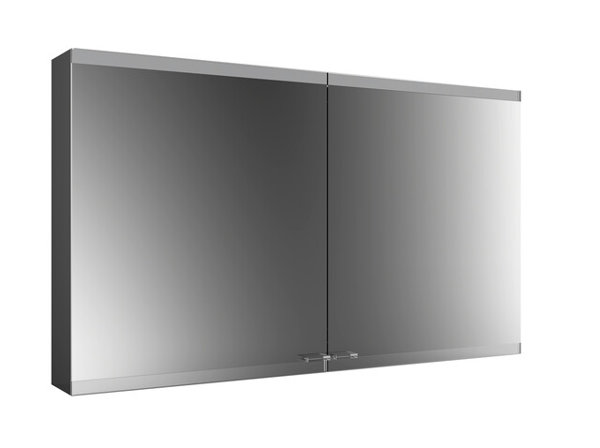 Emco asis evo Lichtspiegelschrank, Aufputzmodell, 2 Türen, 1200 mm, Ausführung: schwarz, mit light system, ohne Spiegelheizung von Emco