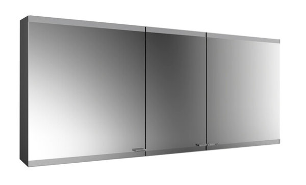 Emco asis evo Lichtspiegelschrank, Aufputzmodell, 3 Türen, 1600 mm, Ausführung: schwarz, mit light system, ohne Spiegelheizung von Emco