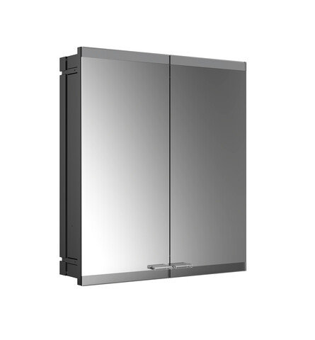 Emco asis evo Lichtspiegelschrank, Unterputzmodell, 2 Türen, 600 mm, Ausführung: schwarz, mit light system, ohne Spiegelheizung von Emco