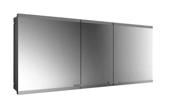 Emco asis evo Lichtspiegelschrank, Unterputzmodell, 3 Türen, 1600 mm, Ausführung: schwarz, mit light system, ohne Spiegelheizung von Emco