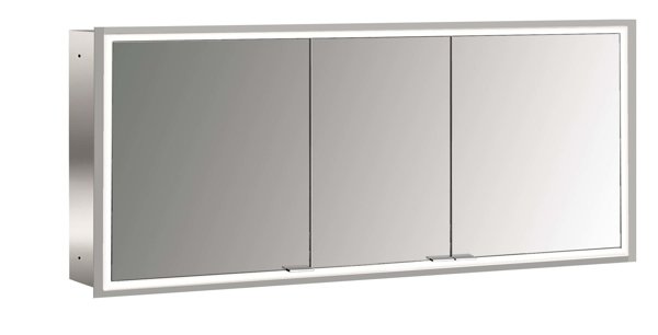 Emco asis prime Lichtspiegelschrank, Unterputzmodell, 3 Türen, 1600mm, Ausführung: Glasrückwand weiß von Emco