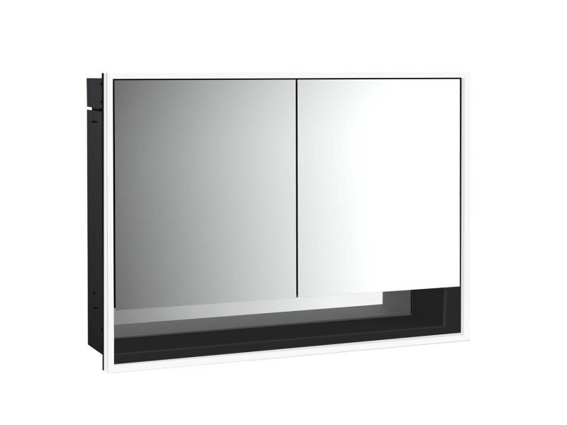 emco loft Lichtspiegelschrank mit Unterfach, 1000mm, 2 Türen, Unterputzmodell, schwarz/spiegel, 979813513 von Emco