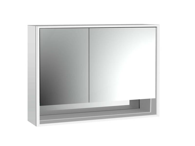 emco loft Lichtspiegelschrank mit Unterfach, 1000mm, 2 Türen, Aufputzmodell, aluminium/spiegel, 979805214 von Emco