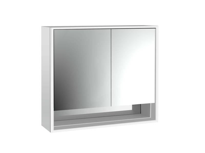 emco loft Lichtspiegelschrank mit Unterfach, 800mm, 2 Türen, Aufputzmodell, aluminium/spiegel, 979805210 von Emco