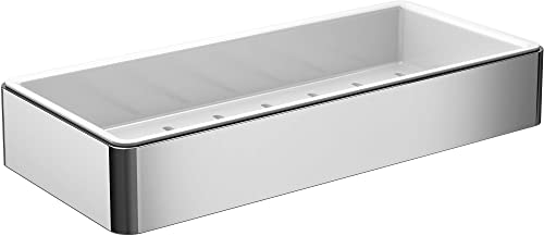 EMCO Loft Schwammkorb zum Schrauben mit herausnehmbarem Kunststoffeinsatz, hochwertige Duschablage aus Aluminium & Kunststoff, Duschkorb für Badutensilien, chromfarben/weiß von Emco