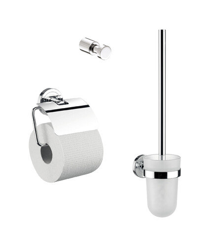 Emco polo WC-Set, Papierhalter, Bürstengarnitur, Haken, chrom, 079800100 von Emco