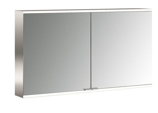 Emco prime 2 Facelift Lichtspiegelschrank, 1200 mm, 2 Türen, mit verspiegelten Seitenwänden, Aufputzmodell, 9497, Farbe: aluminium/spiegel von Emco