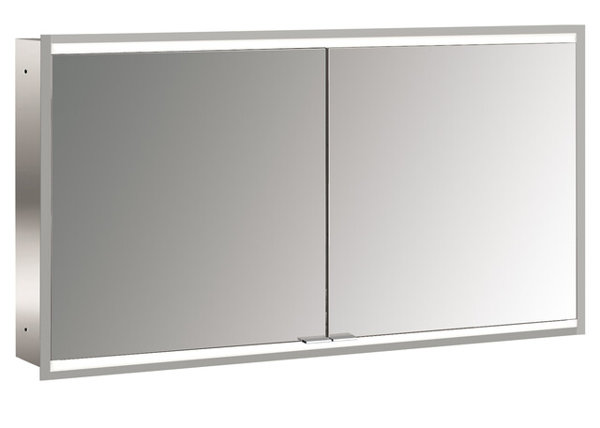 Emco prime 2 Facelift Lichtspiegelschrank, 1300 mm, 2 Türen, Unterputzmodell, 9497, Farbe: aluminium/spiegel von Emco