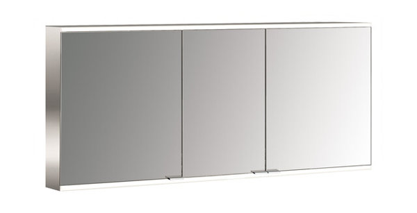 Emco prime 2 Facelift Lichtspiegelschrank, 1400 mm, 3 Türen, mit verspiegelten Seitenwänden, Aufputzmodell, 9497, Farbe: aluminium/spiegel von Emco