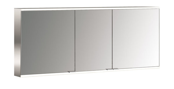 Emco prime 2 Facelift Lichtspiegelschrank, 1600 mm, 3 Türen, mit verspiegelten Seitenwänden, Aufputzmodell, 9497, Farbe: aluminium/spiegel von Emco