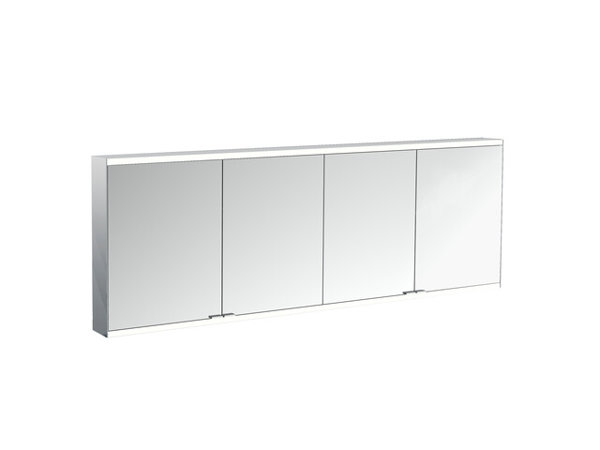 Emco prime 2 Facelift Lichtspiegelschrank, 2000 mm, 4 Türen, mit verspiegelten Seitenwänden, Aufputzmodell, 9497, Farbe: aluminium/weiss von Emco