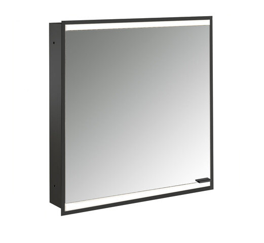 Emco prime 2 Facelift Lichtspiegelschrank, 600 mm, 1 Tür, Anschlag links, Unterputzmodell, 9497, Farbe: schwarz/spiegel von Emco