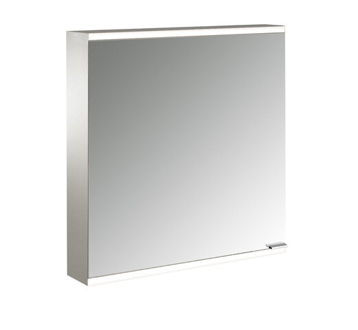 Emco prime 2 Facelift Lichtspiegelschrank, 600 mm, 1 Tür, Anschlag links, mit verspiegelten Seitenwänden, Aufputzmodell, 9497, Farbe: aluminium/spiegel von Emco