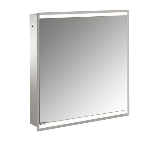 Emco prime 2 Facelift Lichtspiegelschrank, 600 mm, 1 Tür, Anschlag rechts, Unterputzmodell, 9497, Farbe: aluminium/spiegel von Emco