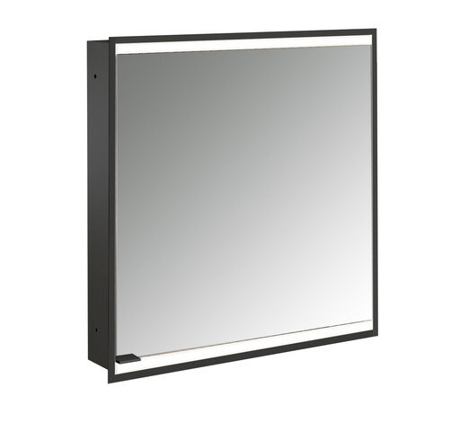 Emco prime 2 Facelift Lichtspiegelschrank, 600 mm, 1 Tür, Anschlag rechts, Unterputzmodell, 9497, Farbe: schwarz/spiegel von Emco
