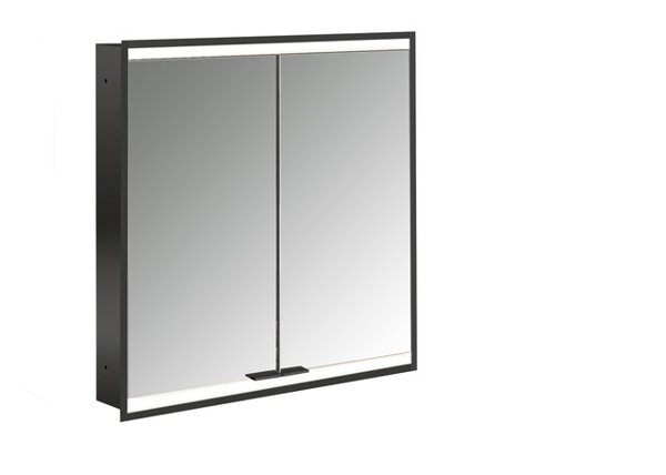 Emco prime 2 Facelift Lichtspiegelschrank, 600 mm, 2 Türen, Unterputzmodell, 9497, Farbe: schwarz/spiegel von Emco