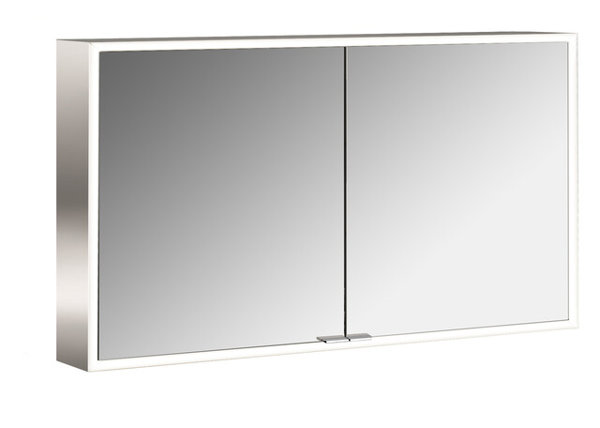 Emco prime Facelift Lichtspiegelschrank, 1200 mm, 2 Türen, mit verspiegelten Seitenwänden, Aufputzmodell, 9497, Farbe: aluminium/spiegel von Emco