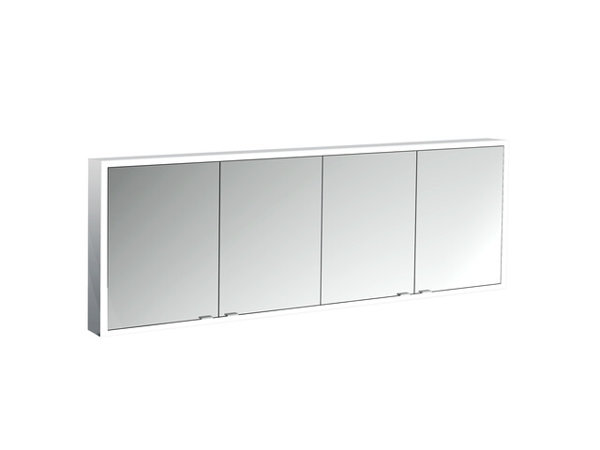 Emco prime Facelift Lichtspiegelschrank, 2000 mm, 4 Türen, mit verspiegelten Seitenwänden, Aufputzmodell, 9497, Farbe: aluminium/weiss von Emco