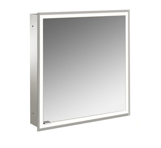 Emco prime Facelift Lichtspiegelschrank, 600 mm, 1 Tür, Anschlag rechts, Unterputzmodell, 9497, Farbe: aluminium/spiegel von Emco