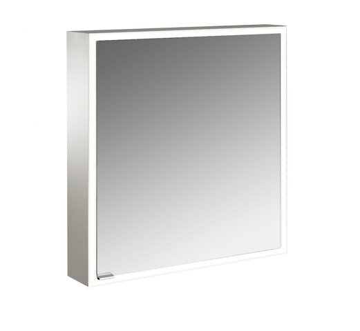 Emco prime Facelift Lichtspiegelschrank, 600 mm, 1 Tür, Anschlag rechts, mit verspiegelten Seitenwänden, Aufputzmodell, 9497, Farbe: aluminium/spiegel von Emco