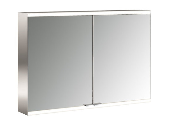 Emco prime Facelift Lichtspiegelschrank, 600 mm, 2 Türen, mit verspiegelten Seitenwänden, Aufputzmodell, 9497, Farbe: aluminium/spiegel von Emco