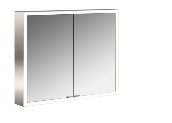 Emco prime Facelift Lichtspiegelschrank, 800 mm, 2 Türen, mit verspiegelten Seitenwänden, Aufputzmodell, 9497, Farbe: aluminium/spiegel von Emco