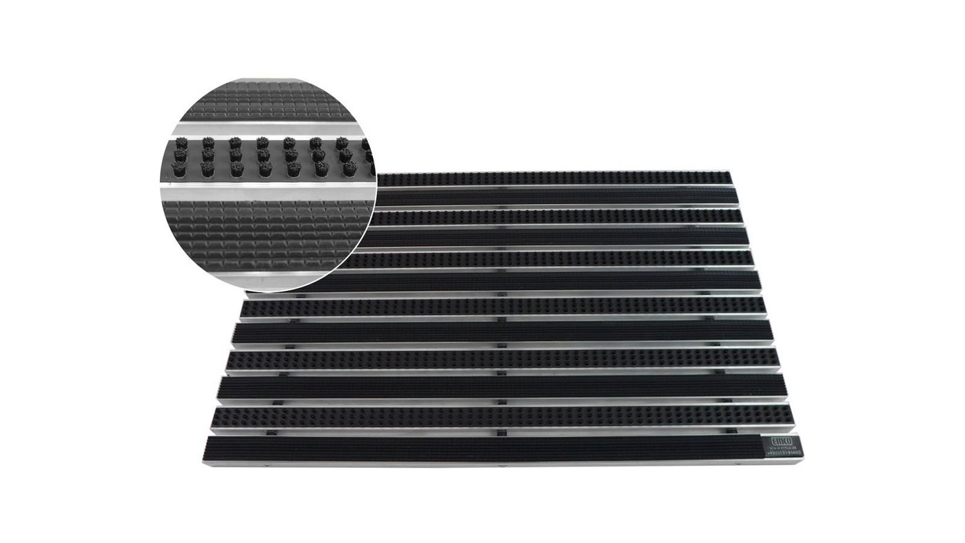Fußmatte Emco Eingangsmatte DIPLOMAT 22mm, Gummi Schwarz + Bürsten Schwarz, Emco, rechteckig, Höhe: 22 mm, Größe: 590x390 mm, für Innen- und Außenbereich von Emco