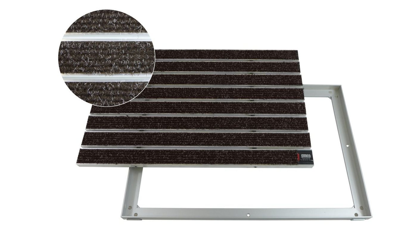 Fußmatte Emco Eingangsmatte DIPLOMAT + Rahmen 25mm Aluminium, Large Rips Braun, Emco, rechteckig, Höhe: 25 mm, Größe: 600x400 mm, für Innen- und überdachten Außenbereich von Emco