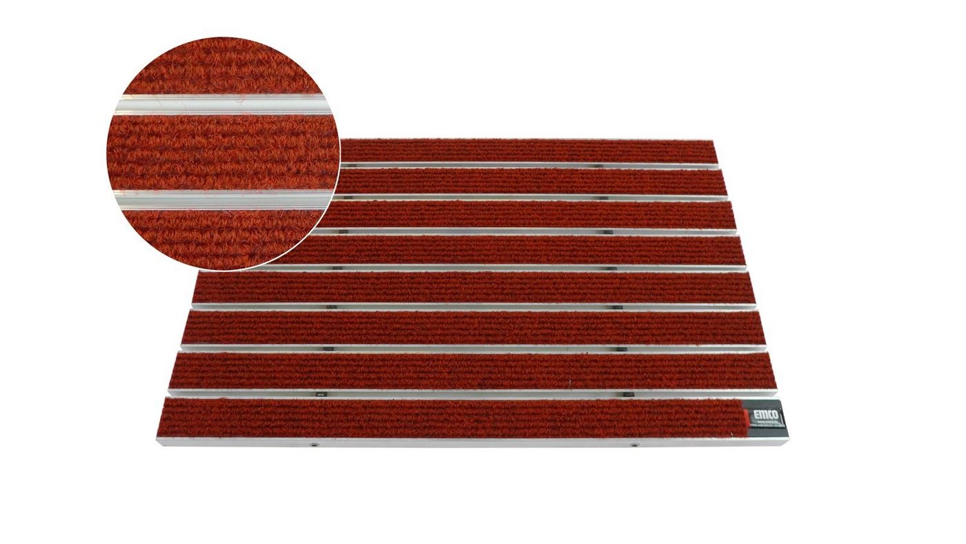 Fußmatte Emco Eingangsmatte DIPLOMAT 22mm, Large Rips Rot, Emco, rechteckig, Höhe: 22 mm, Größe: 740x490 mm, für Innen- und überdachten Außenbereich von Emco