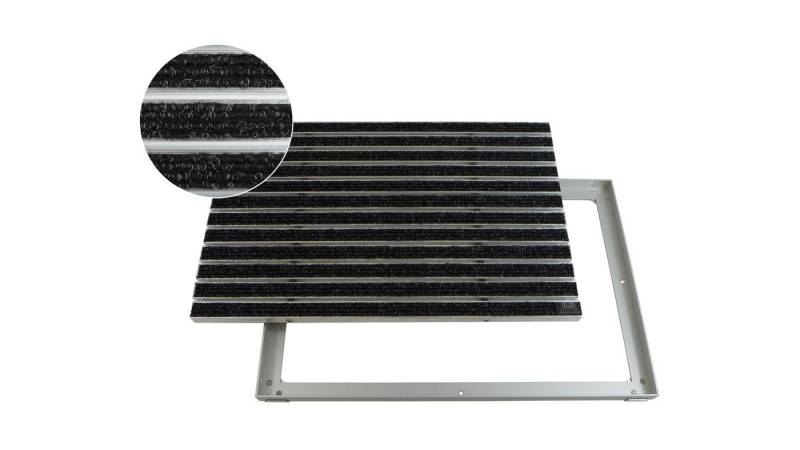 Fußmatte Emco Eingangsmatte DIPLOMAT + Rahmen 25mm Aluminium, Rips Anthrazit, Emco, rechteckig, Höhe: 25 mm, Größe: 600x400 mm, für Innen- und überdachten Außenbereich von Emco